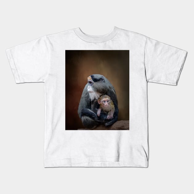 De Brazza's Monkey Babysitting Kids T-Shirt by Tarrby